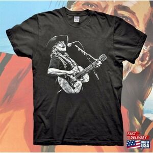 New Willie Nelson Texas Country Music Concert Tour Retro Johnny Cash Tshirt